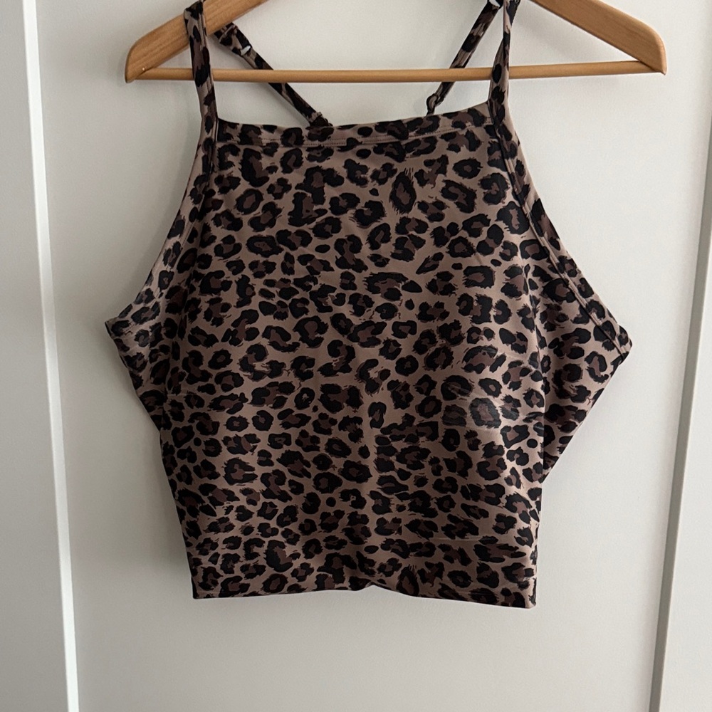 Abercrombie & Fitch Brown Leopard Crop Top